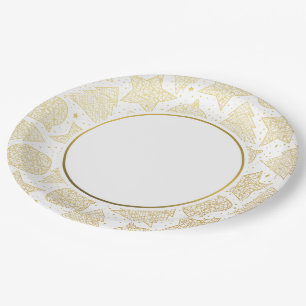 Assiettes En Carton Plaques en papier Motif Gold Christmas