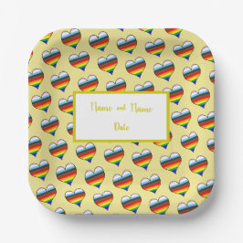 Assiettes En Carton Plaques en papier Motif Rainbow Heart