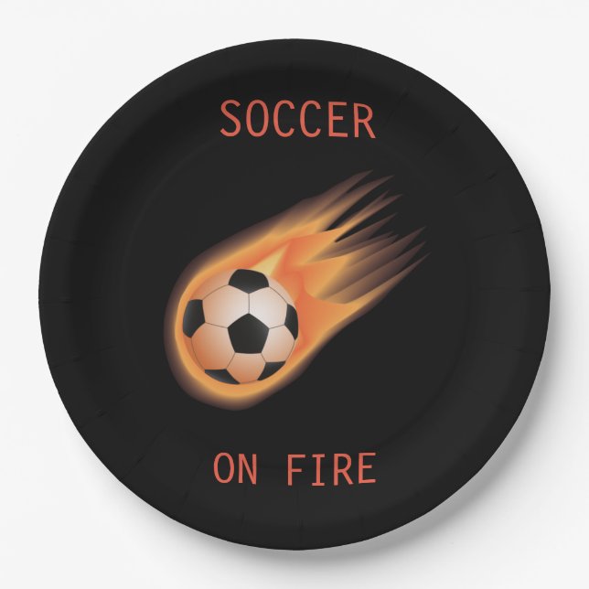 Assiettes En Carton Plaques en papier "On Fire" du FOOTBALL. (Devant)