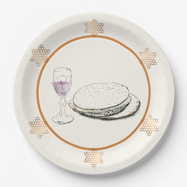 Assiettes En Carton Plaques en papier passover Matzoh (Devant)