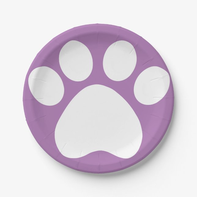 Assiettes En Carton Plaques en papier Pawprint violet (Devant)
