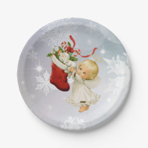 Assiettes En Carton Plaques en papier pour chats Noël mignonne Angel &