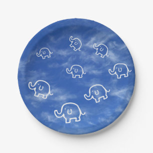Assiettes En Carton Plaques en papier pour éléphants nuageux