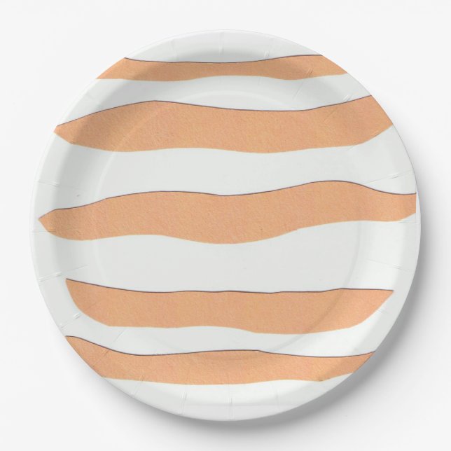 Assiettes En Carton Plaques en papier rayé (Devant)