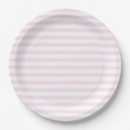 Assiettes En Carton Plaques en papier rayé blanc et rose