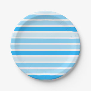 Assiettes En Carton Plaques en papier rayé bleu