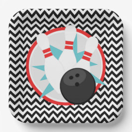 Assiettes En Carton Plaques en papier Retro Chevron Bowling
