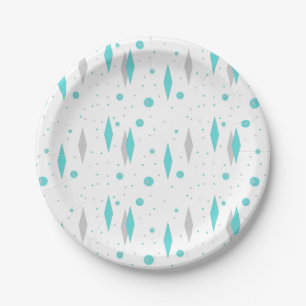 Assiettes En Carton Plaques en papier Retro Turquoise Diamond & Starbu