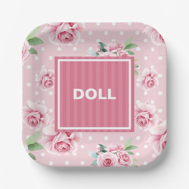 Assiettes En Carton Plaques en papier rose (Recto)