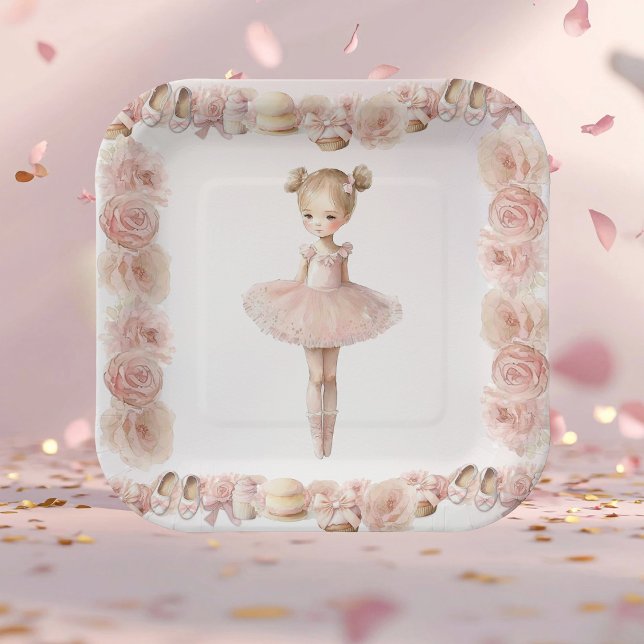 Assiettes En Carton Plaques en papier rose Ballerina (Créateur téléchargé)