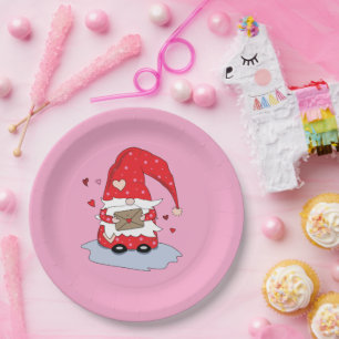Assiettes En Carton Plaques en papier rose rouge Gnome