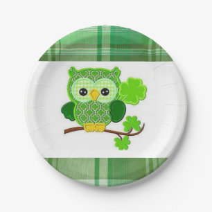 Assiettes En Carton Plaques en papier Saint Patrick's Day Owl