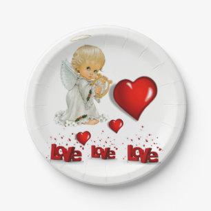 Assiettes En Carton Plaques en papier Saint-Valentin, Ange