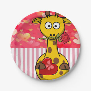 Assiettes En Carton Plaques en papier Saint-Valentin, Giraffe