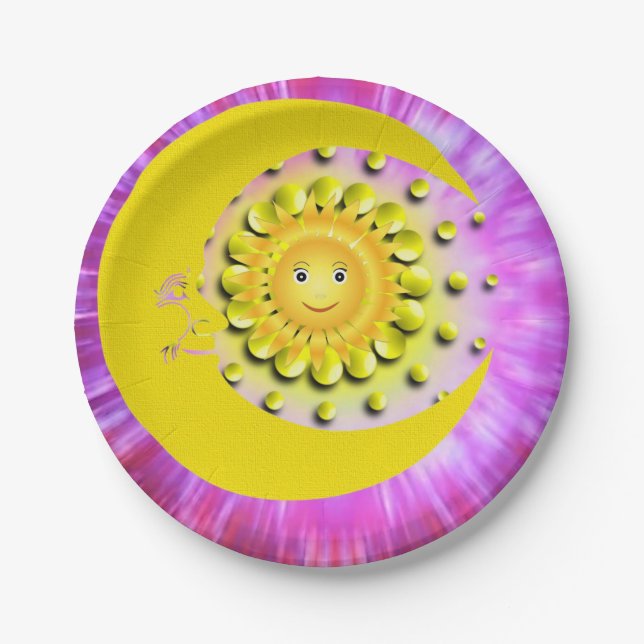 Assiettes En Carton Plaques en papier, Sun Moon (Devant)