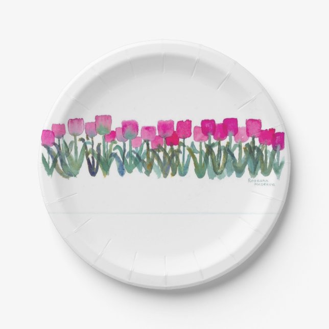 Assiettes En Carton Plaques en papier Tulipe rose (Devant)