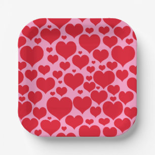 Assiettes En Carton Plaques en papier Valentine Hearts