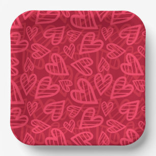 Assiettes En Carton Plaques en papier Valentine Hearts