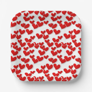 Assiettes En Carton Plaques en papier Valentine Hearts