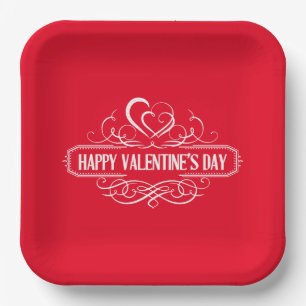 Assiettes En Carton Plaques en papier Valentine Hearts