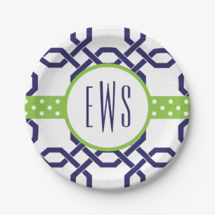 Assiettes En Carton Plaques en treillis et en grains monogrammes