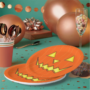 Assiettes En Carton Plaques Jack-O-Lantern pour la fête d'Halloween