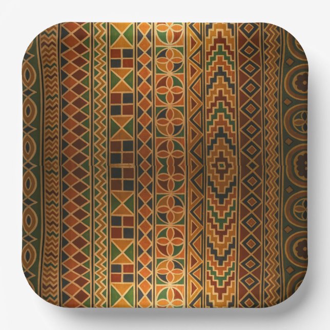 Assiettes En Carton Plaques Kente Party (Recto)