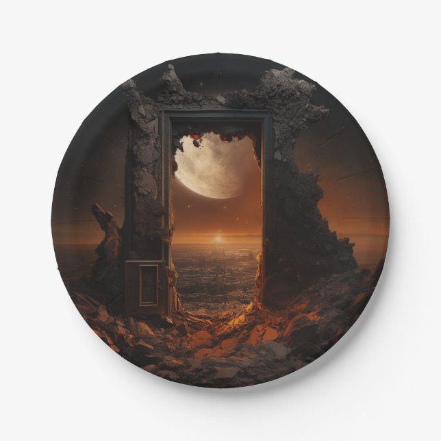 Assiettes En Carton Plaques lunes et spatiales (Devant)