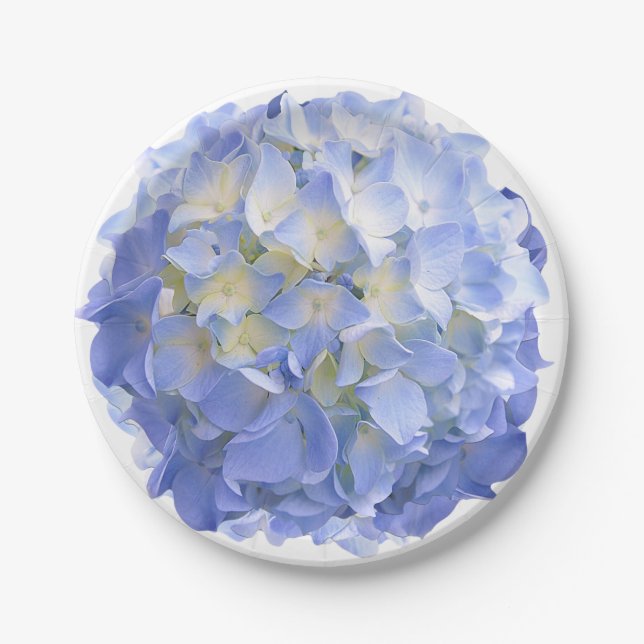 Assiettes En Carton Plaques Mariages de papier à fleurs Blue Hydrangea (Devant)