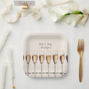 Assiettes En Carton Plaques mariages rangée de lunettes de champagne r