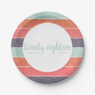 Assiettes En Carton Plaques modernes Rainbow Stripes Graduation Party