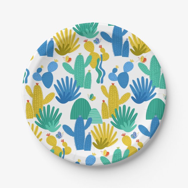 Assiettes En Carton Plaques motifs Cactus (Devant)