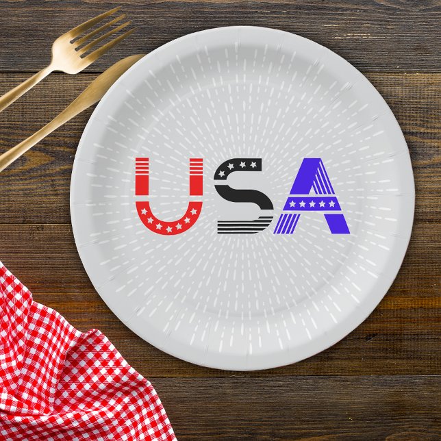Assiettes En Carton Plaques papier 4 juillet BBQ USA (Créateur téléchargé)