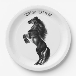 Assiettes En Carton Plaques papier à cheval dressées avec texte person