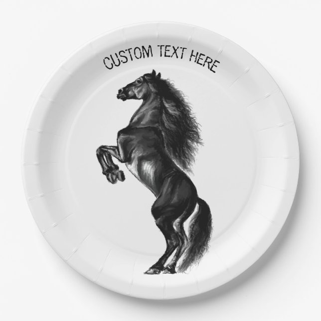 Assiettes En Carton Plaques papier à cheval dressées avec texte person (Devant)