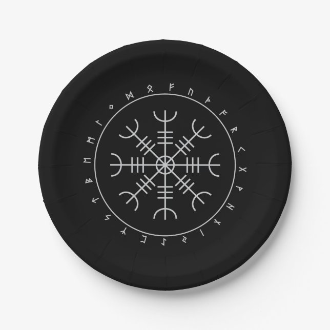 Assiettes En Carton Plaques Papier Aegishjalm Runes (8 Pk) (Devant)