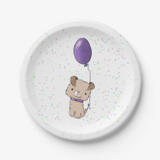 Assiettes En Carton Plaques Papier Anniversaire de enfant Cute Puppy