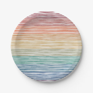 Assiettes En Carton Plaques papier Aquarelle Arc-en-ciel