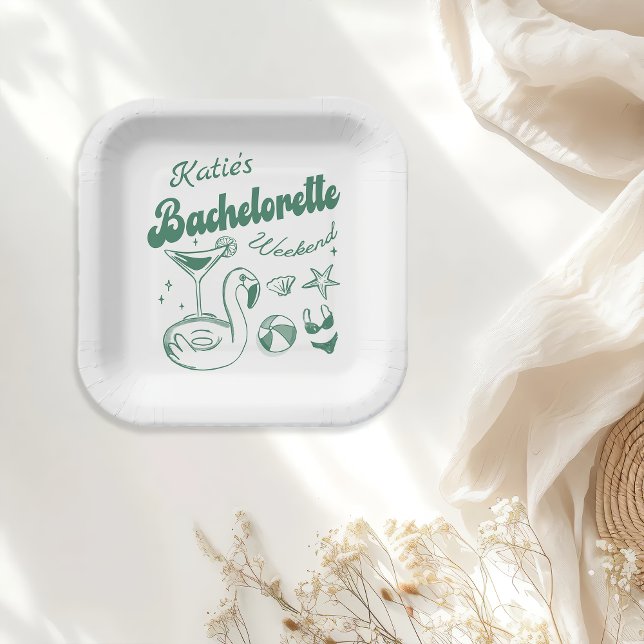 Assiettes En Carton Plaques Papier Bachelorette Green Beach (Créateur téléchargé)