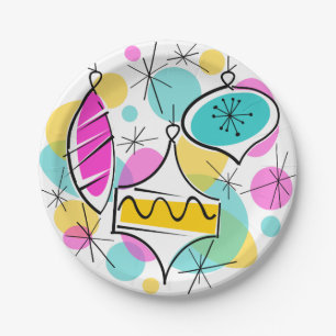 Assiettes En Carton Plaques papier Baubles Arbre Rétro