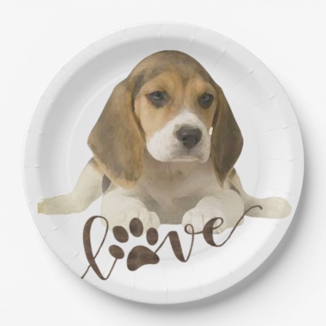Assiettes En Carton Plaques papier beagles (Devant)