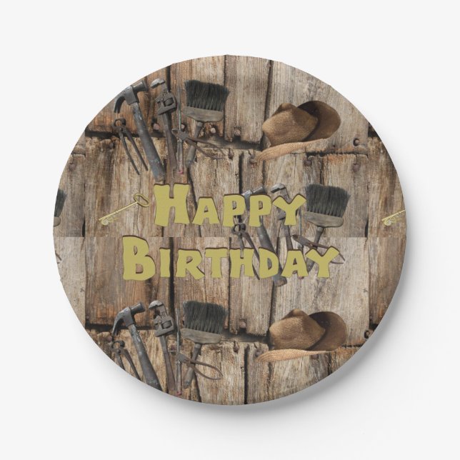 Assiettes En Carton Plaques papier, beaux outils de pays pour l'annive (Devant)