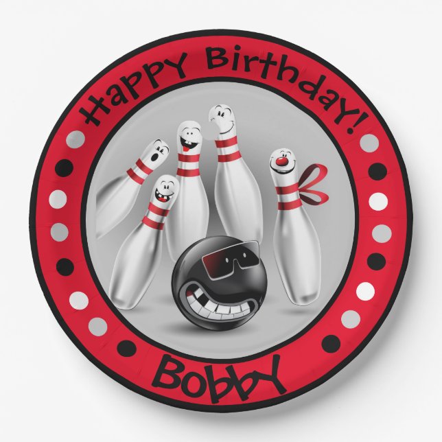 Assiettes En Carton Plaques papier Bowling Birthday Party (Devant)