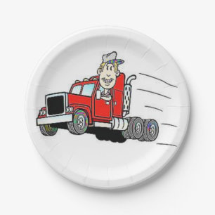 Assiettes En Carton Plaques papier Conducteur de camion