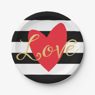 Assiettes En Carton Plaques papier d'amour modernes