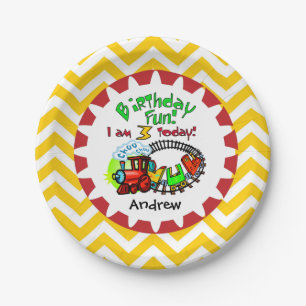 Assiettes En Carton Plaques papier d'anniversaire 3e train personnalis
