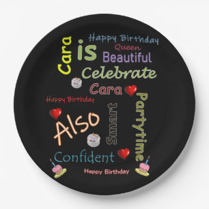 Assiettes En Carton Plaques Papier d'anniversaire Cara
