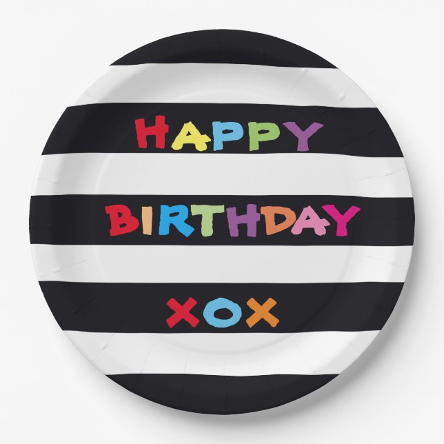 Assiettes En Carton Plaques papier d'anniversaire joyeuses 9 pouces (Devant)