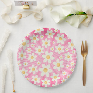 Assiettes En Carton Plaques papier d'anniversaire Retro Super rose - B
