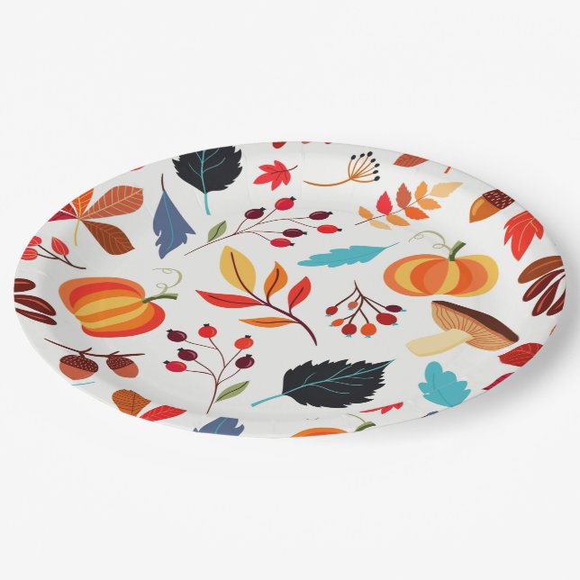 Assiettes En Carton Plaques papier d'automne motif (Angle)